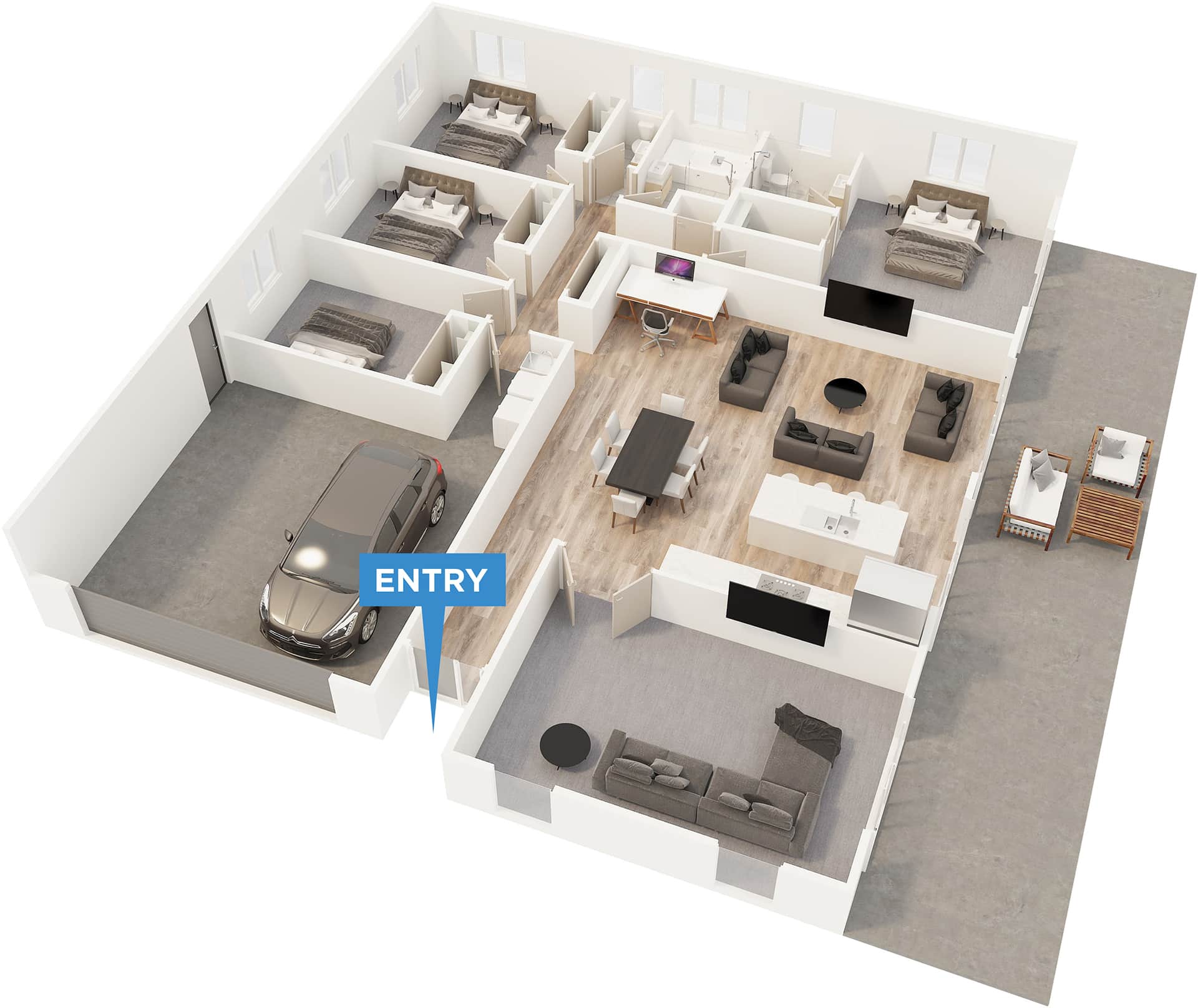 Kaimai floor plan in 3D