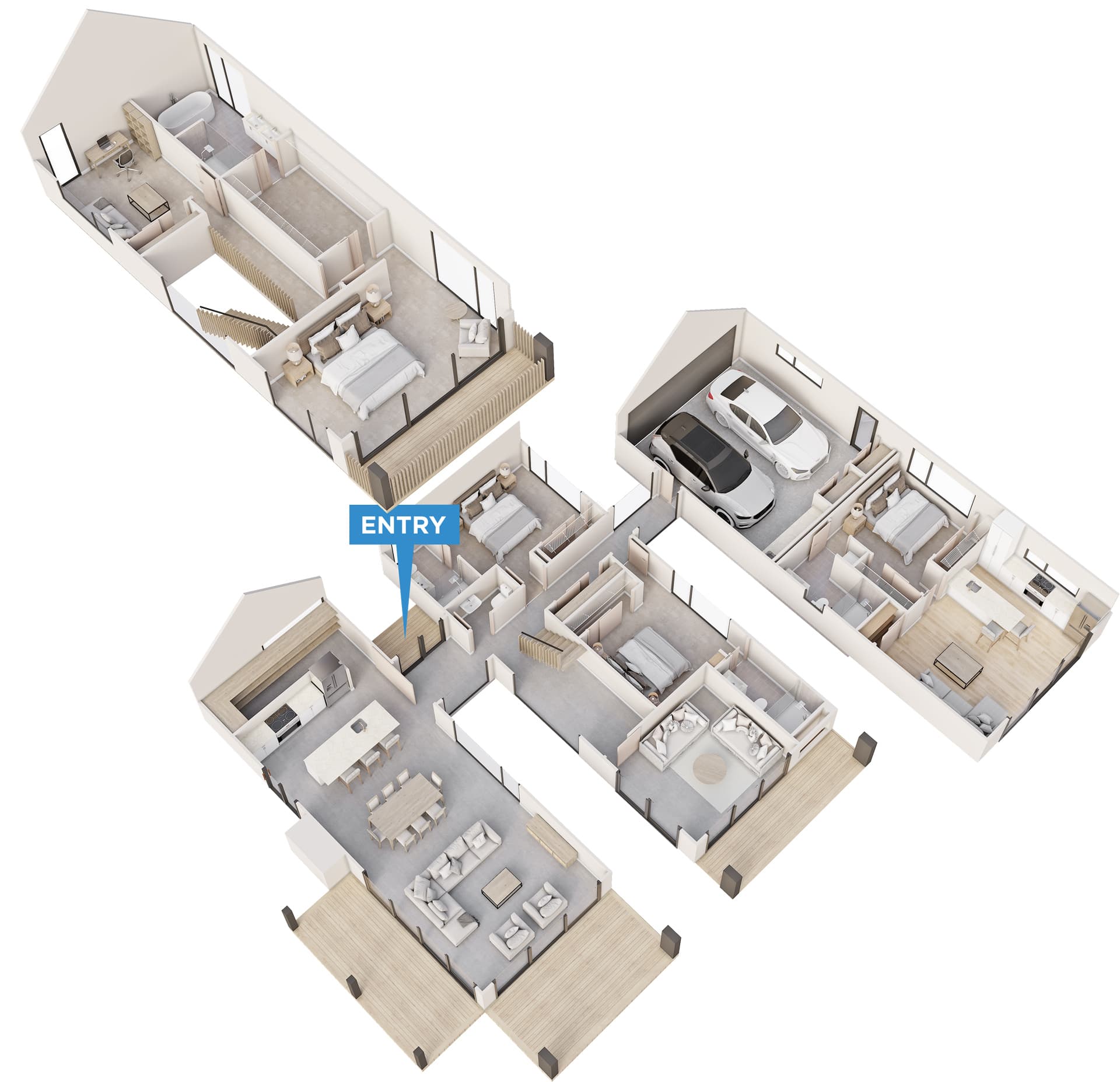 Highland floor plan in 3D