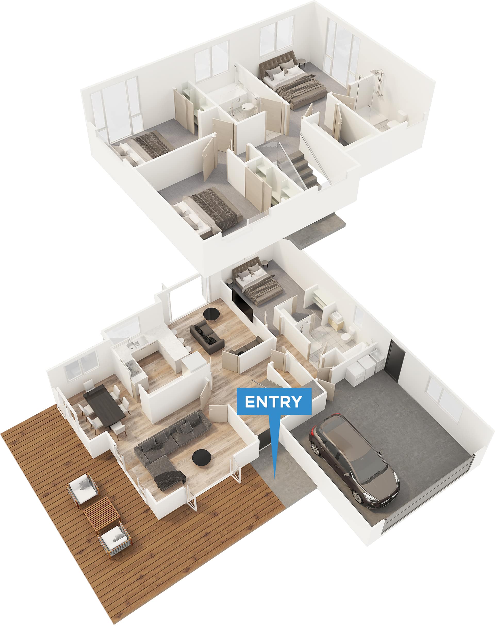 Bellevue floor plan in 3D