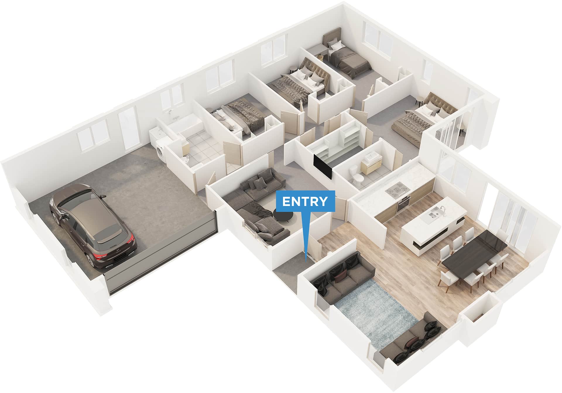 Counties floor plan in 3D