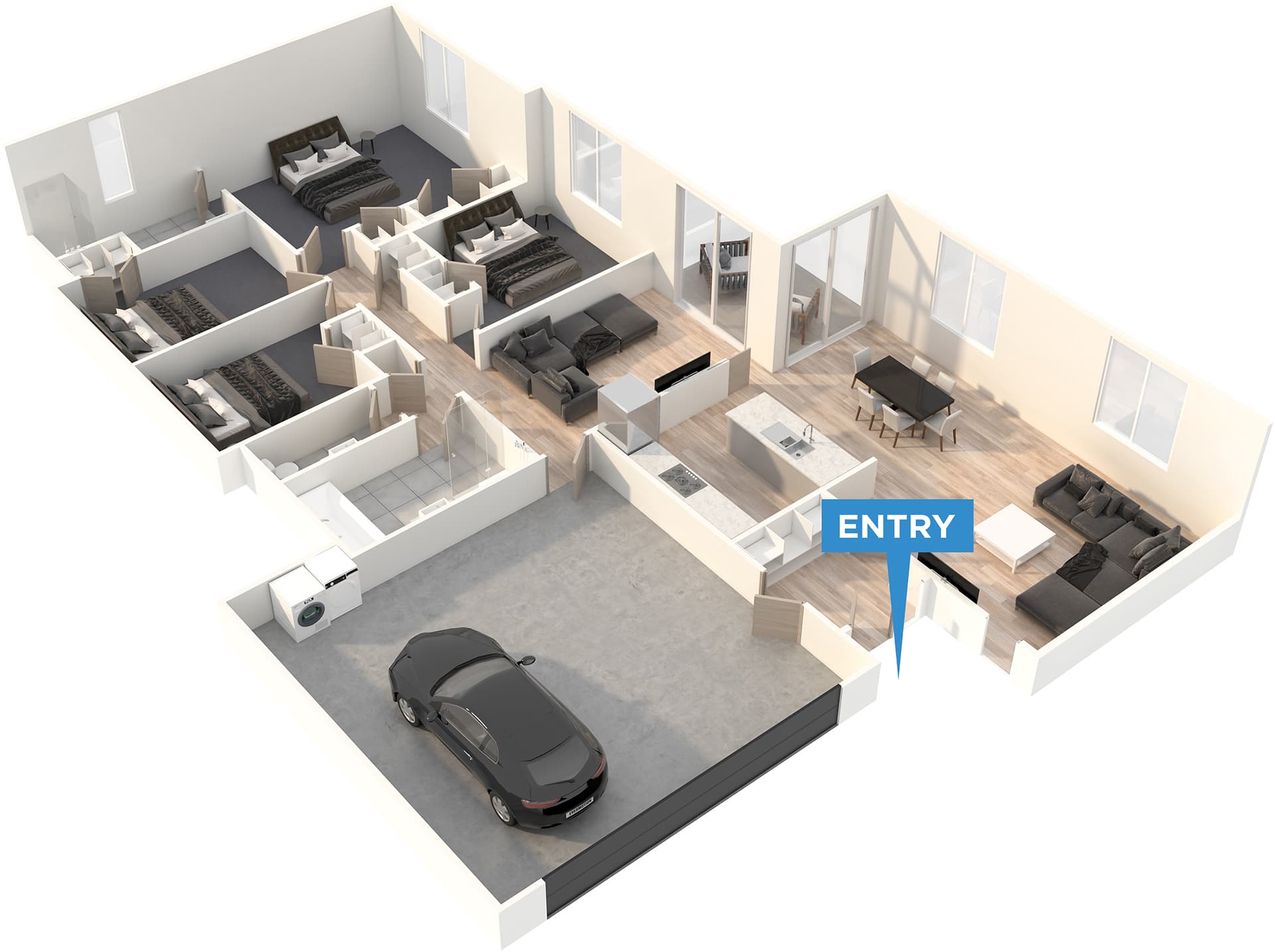 Kiri floor plan in 3D