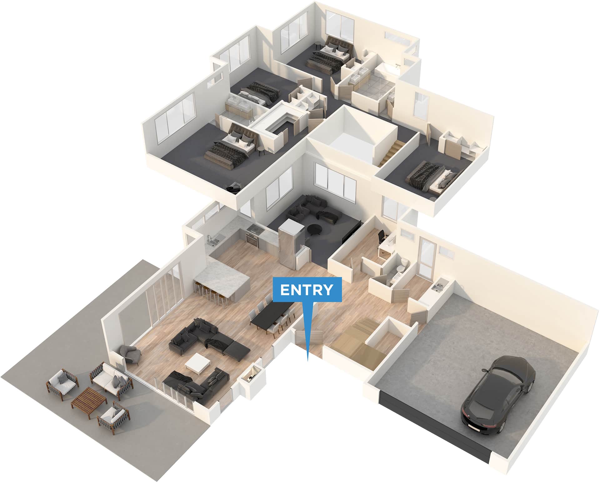 Manhattan floor plan in 3D