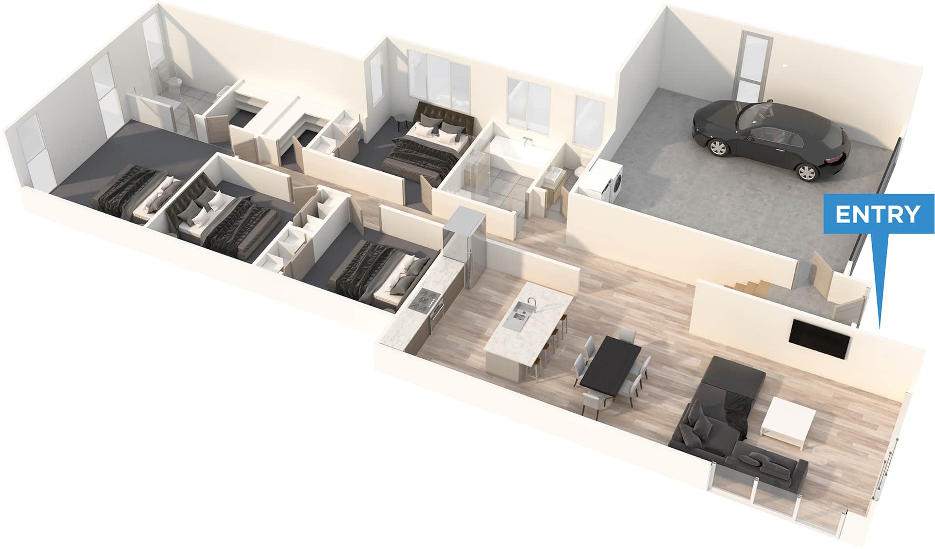 Opotiki floor plan in 3D