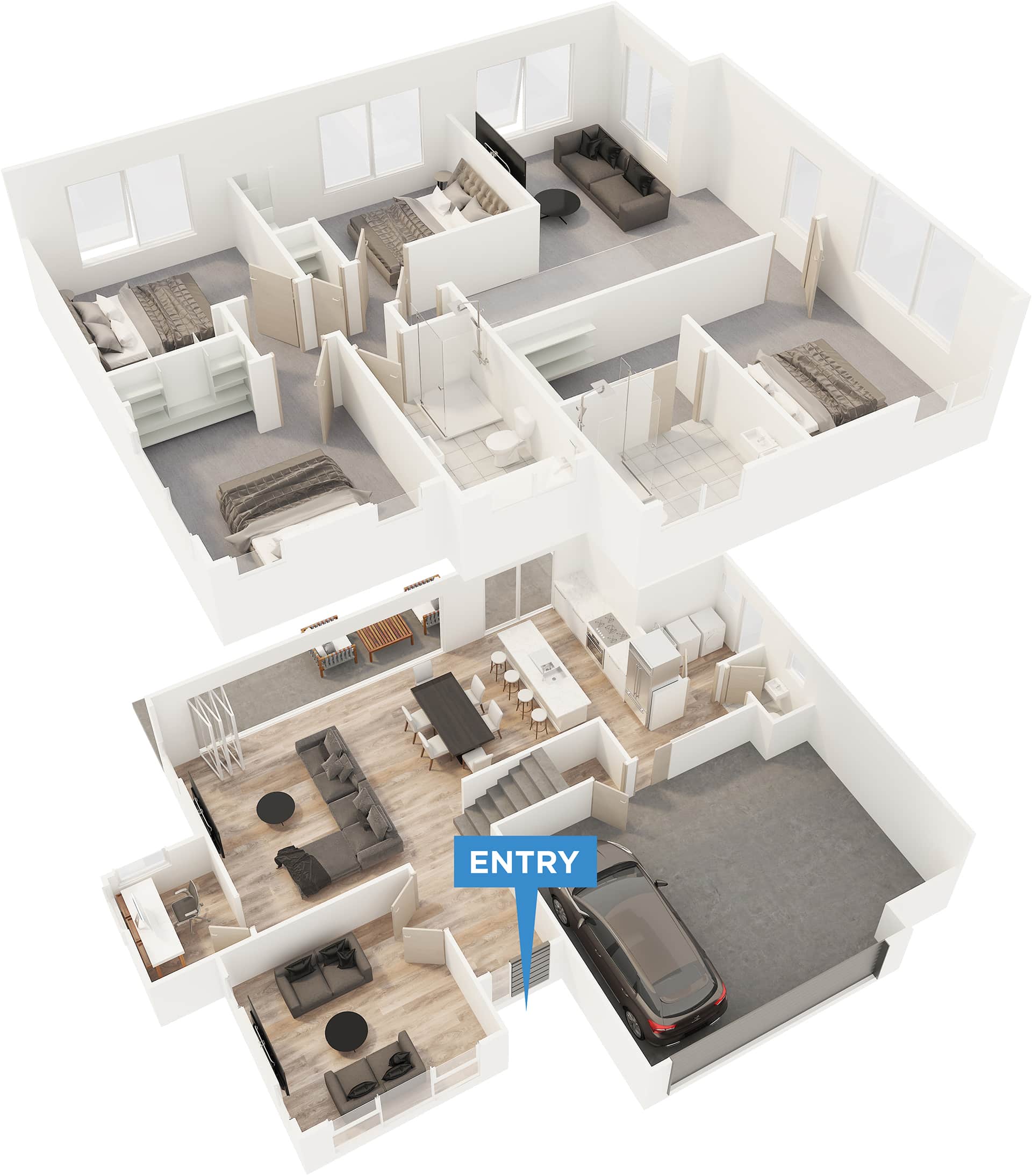 Portland floor plan in 3D