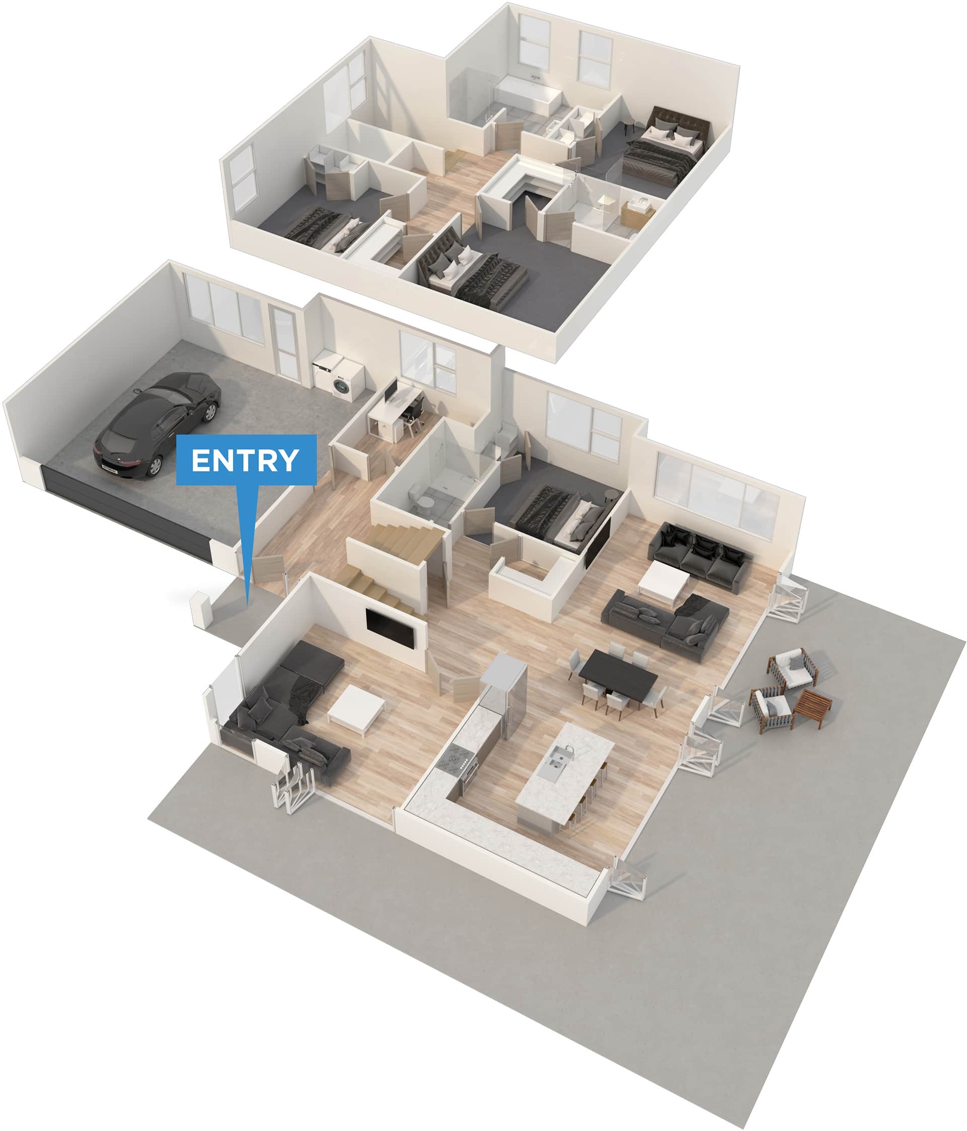 Rarawa floor plan in 3D